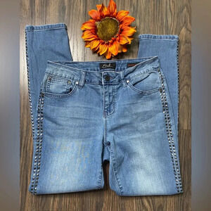 🦋B2G1🦋EARL Bedazzled Blue Skinny Ankle Jeans | 6 |